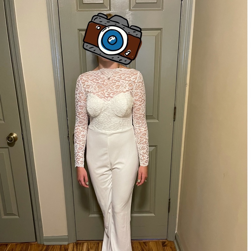 Super cute white and lace jumpsuit